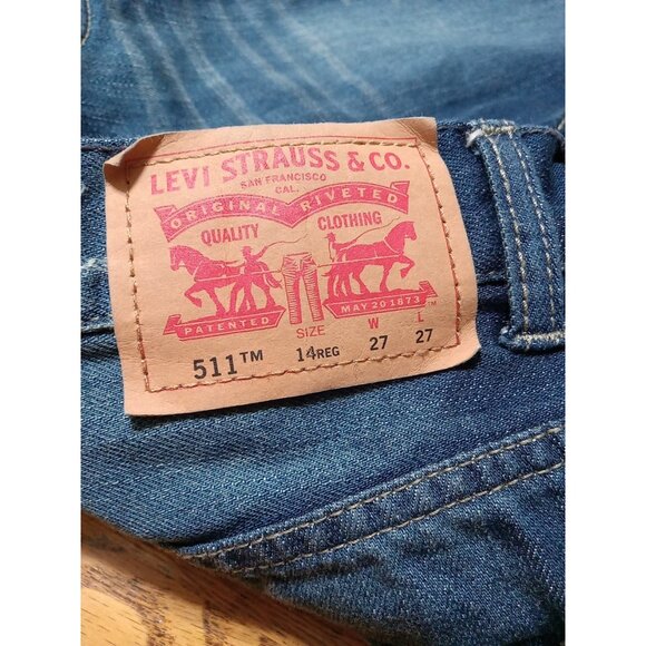 LEVI STRAUSS 511 Jeans Womens 14 27 X 27 BLUE Preowned Used Summer - Picture 2 of 12